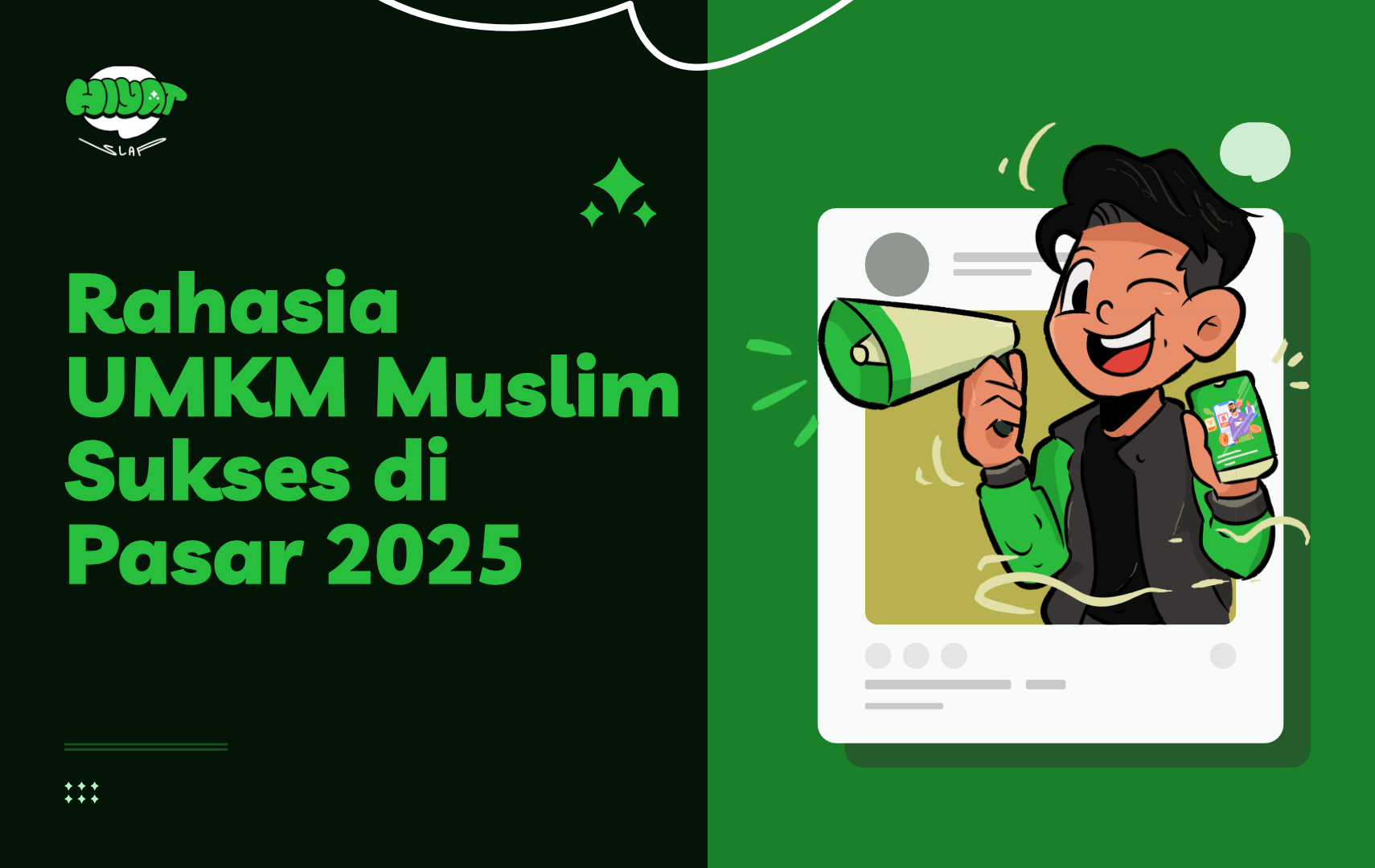 Gambar menjelaskan Rahasia-UMKM-Muslim-Sukses-di-Pasar-2025 di tambah avatar karakter yang mendeskripsikan kampanye merek
